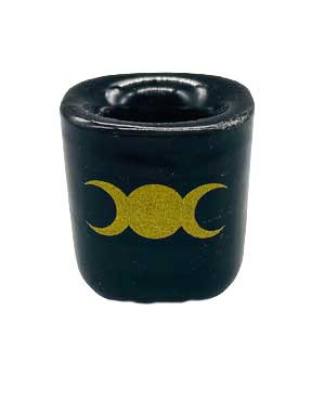 Triple Moon Black ceramic holder