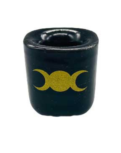 Triple Moon Black ceramic holder