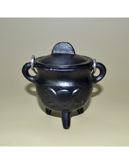 Triple Moon Cast Iron Cauldron w/ Lid 2 3/4"