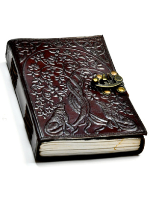 Wolf & Tree of Life leather blank book w/ latch