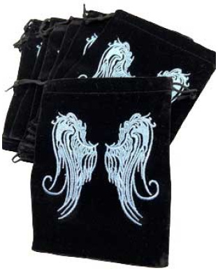 (set of 10) 5"x 7" Angel Wings Black velveteen bag