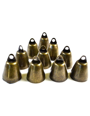 (set of 10)  1 1/4" Antique Finish Bells