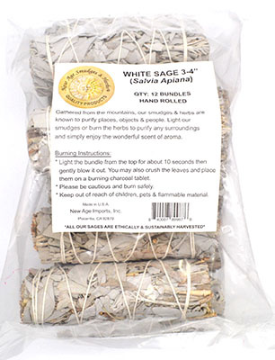 (set of 12) White Sage smudge stick 3 -4"