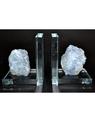 (set of 2) Blue Calcite book ends