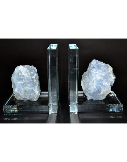 (set of 2) Blue Calcite book ends
