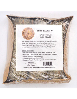 (set of 3) Blue Sage smudge stick 4"