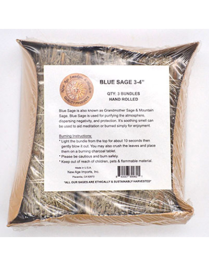 (set of 3) Blue Sage smudge stick 4"