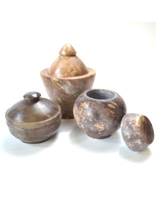 (set of 3) Gini jars soapstone