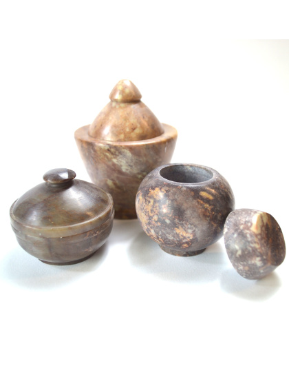 (set of 3) Gini jars soapstone