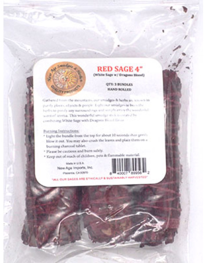 (set of 3) White Sage Dragon's Blood Sage smudge stick 4"