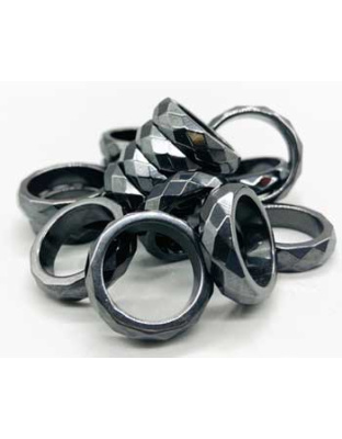 (set of 50) Faceted Hematite magnetic rings