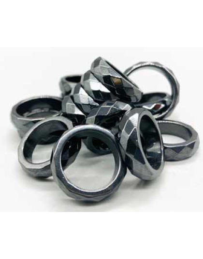 (set of 50) Faceted Hematite magnetic rings