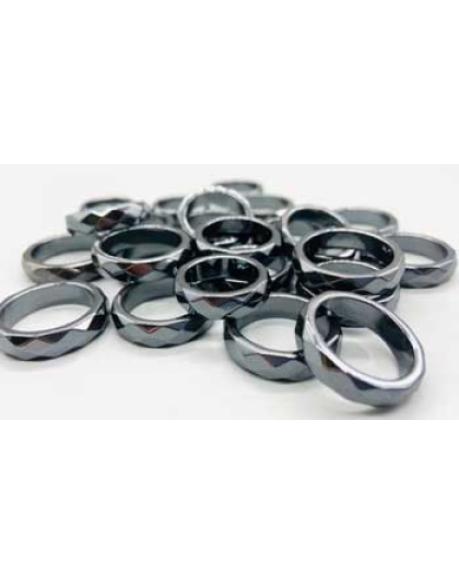 (set of 50) Faceted Hematite rings