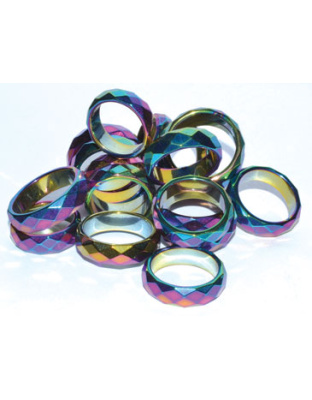 (set of 50) Rainbow Magnetic Hematite Faceted rings