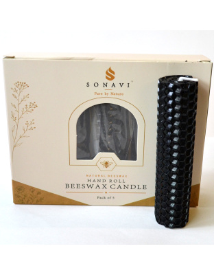 (set of 5) 4" Black beeswax candles