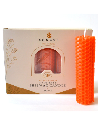 (set of 5) 4" Orange beeswax candles