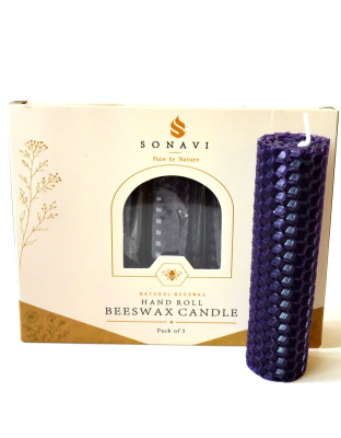 (set of 5) 4" Purple beeswax candles