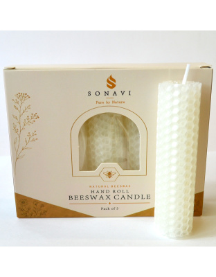 (set of 5) 4" White beeswax candles
