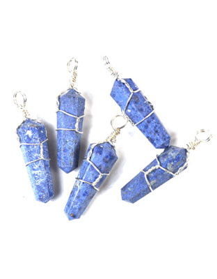 (set of 5) Dumortierite wire wrapped point