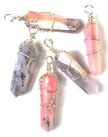 (set of 5) Pink Opal wire wrapped point