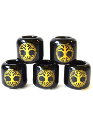 (set of 5) Tree of Life Black ceramic holder