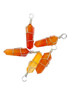 (set of 5) wire wrapped carnelian point