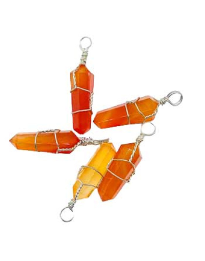 (set of 5) wire wrapped carnelian point