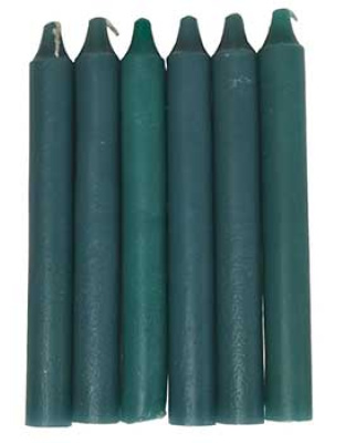 (set of 6) Green 6" household candle