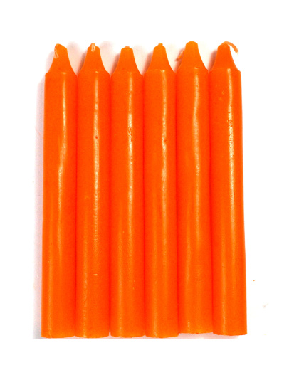 (set of 6) Orange 6" household candle