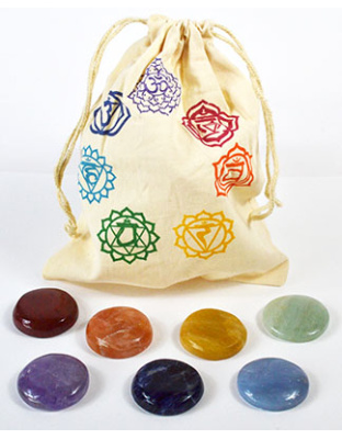 (set of 7) Chakra stones with Bag