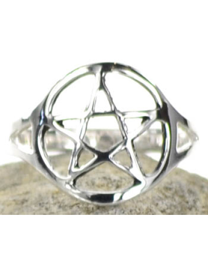 silver plated brass Pentagram ring size 7